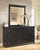 Maribel Black 3 Pc. Dresser, Mirror, Twin Panel Headboard