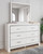 Altyra White 7 Pc. Dresser, Mirror, King Panel Bookcase Bed, 2 Nightstands