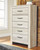 Bellaby Whitewash 6 Pc. Dresser, Mirror, Chest, King Panel Headboard, 2 Nightstands