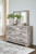 Hodanna Whitewash 4 Pc. Dresser, Mirror, Queen Crossbuck Panel Bed