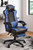 Lynxtyn Blue/Black Home Office Swivel Desk Chair With Pull-out Footrest