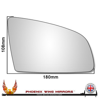 Right Hand Drivers Side Audi A3 / S3 MK2 2003-2008 Convex Wing Mirror Glass