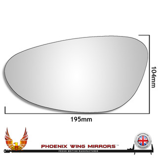 Porsche 911 996 1998–2004 Left Hand Passenger Side Convex glass with adhesive replacement wing door mirror glass UK made