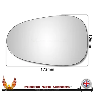 Lotus Elan M100 Left – UK Passenger Side Convex – Stick On replacement mirror glass