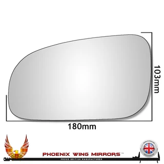 Volvo S60 2000–2003 left passenger convex wing door mirror glass with adhesive