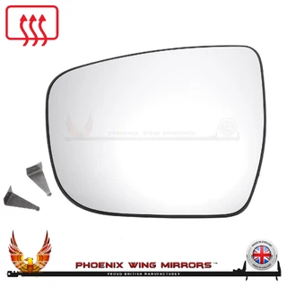 Nissan Juke Mk1 Facelift 2014–2022 Left – UK Passenger Side Convex – Heated Backing Plate replacement mirror glass