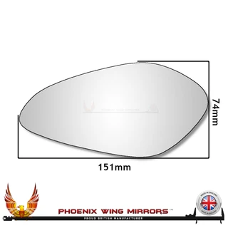 MV Agusta F4 1999–2019 Left Hand Side Convex – Stick On – Small (151 × 74 mm) replacement mirror glass