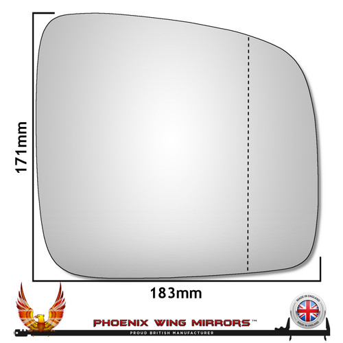 Right Hand Drivers Side VW Caddy Van Mk3 Inc.Life / Maxi Life 2004-2021 Wide Angle Wing Mirror Glass
