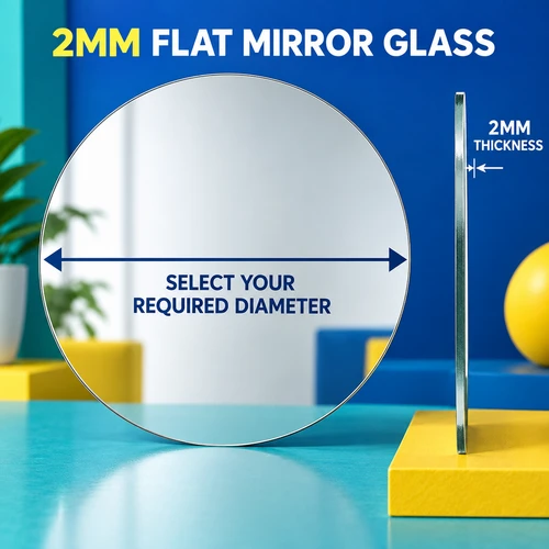 2mm flat round silver mirror glass precision cut to size