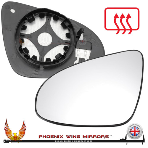 Toyota Aygo Mk2 2014–2023 left-hand heated convex mirror glass with backing plate — view 1