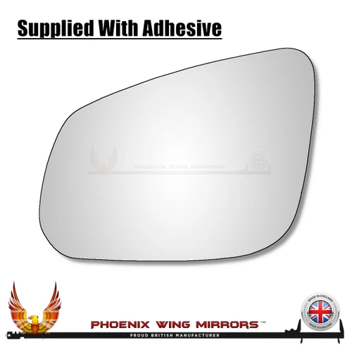 Vauxhall Viva 2015–2021 left-hand passenger-side convex wing door mirror glass with adhesive