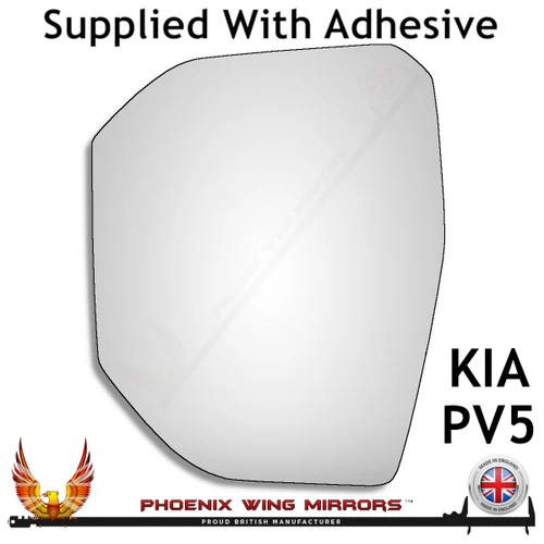 Kia PV5 2025–2026 Left – UK Passenger Side Convex – Stick On replacement mirror glass
