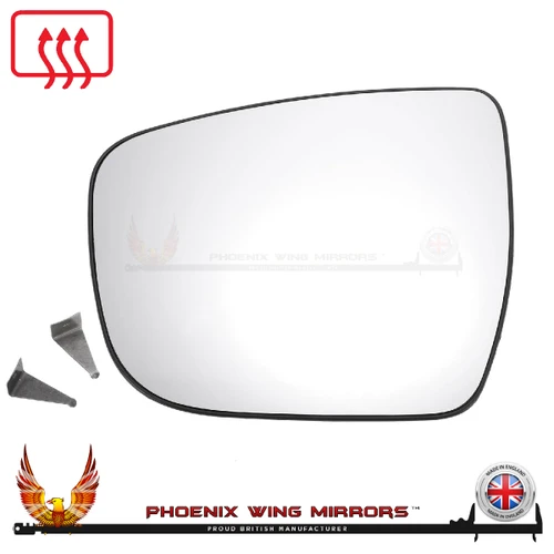 Nissan Juke Mk1 Facelift 2014–2022 Left – UK Passenger Side Convex – Heated Backing Plate replacement mirror glass