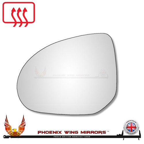 BYD Atto 2 2025–2026 Left – UK Passenger Side Convex – Heated Backing Plate replacement mirror glass – front glass view