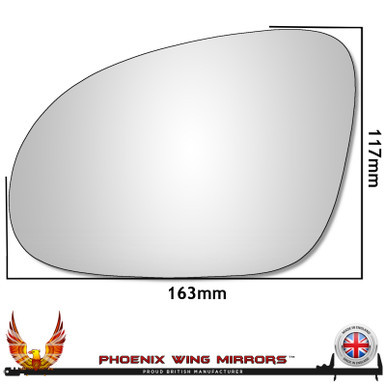 VW Passat B5.5 / B6 2004–2010 left-hand passenger convex replacement wing mirror glass