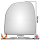 VW Transporter T7 upper 2025–2026 left-hand passenger convex replacement wing mirror glass – dimensions shown