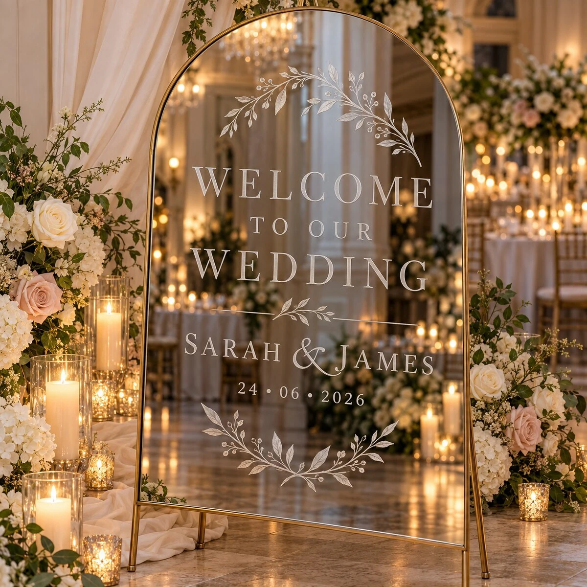 Personalised wedding mirror laser etching