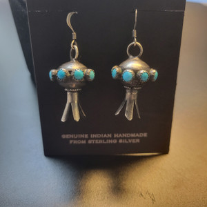 Squash Blossom Earrings w Turquoise Stones Squash Blossom Earrings w Turquoise Stones