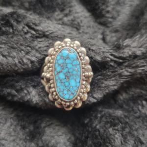 Lone Mountain Turquoise and Sterling Silver Ring, Size 8