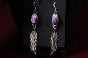 Charoite and sterling stilver earrings by local Navajo Artist Mary Tso