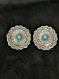 Large Round Earrings w Turquoise Center