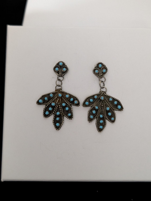 Turq. Zuni Needle Point Earrings