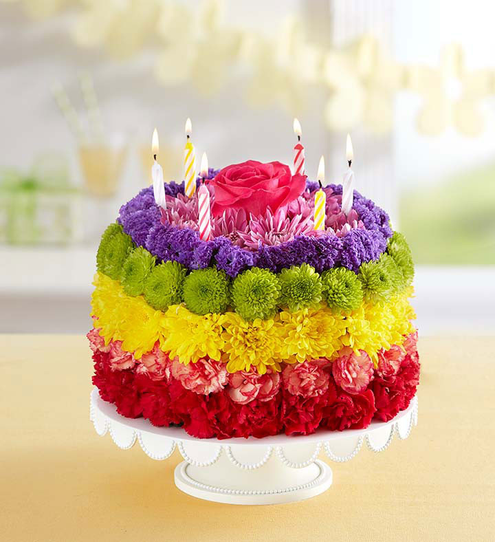 Birthday Wishes Flower Cake™ Rainbow | Portland Oregon Florist | Nancy's Floral Gresham OR
