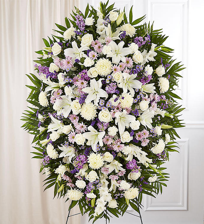 Lavender & White Sympathy Standing Spray | Portland Oregon Florist