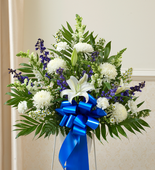 Heartfelt Sympathies™ Standing Basket- Blue & White