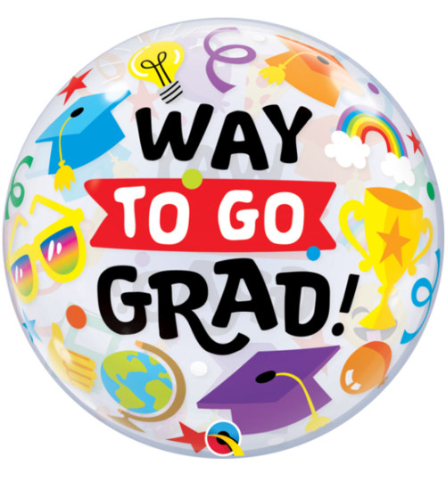 Oversize Way To Go Grad Bubble Balloon - 22"