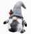 Mrs. Santa Christmas gnome with tall textured gray hat, faux fur brim, red holly berries, long white braided hair and striped sleeves.