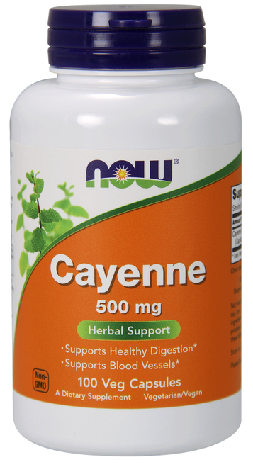 
Supplement Facts Serving Size: 	1 Veg Capsule
Servings Per Container: 	100
	Amount per Serving 	% Daily Value
* Percent Daily Values are based on 2,000 calorie diet.
† Daily Value not established.
Cayenne Pepper
   (Capsicum frutescens) (Fruit) (40,000 heat units) 	500 mg 	†
Other Ingredients:

Cellulose (Capsule).

Not manufactured with yeast, wheat, gluten, soy, corn, milk, egg, fish, shellfish or tree nut ingredients. Produced in a GMP facility that processes other ingredients containing these allergens.

Caution: For adults only. Consult physician if pregnant/nursing, taking medication, or have a medical condition. Keep out of reach of children.

Natural color variation may occur in this product.

Store in a cool, dry place after opening. Please Recycle.

Family owned since 1968.

*These statements have not been evaluated by the Food and Drug Administration. This product is not intended to diagnose, treat, cure or prevent any disease.

*These statements have not been evaluated by the Food and Drug Administration. This product is not intended to diagnose, treat, cure or prevent any disease.
