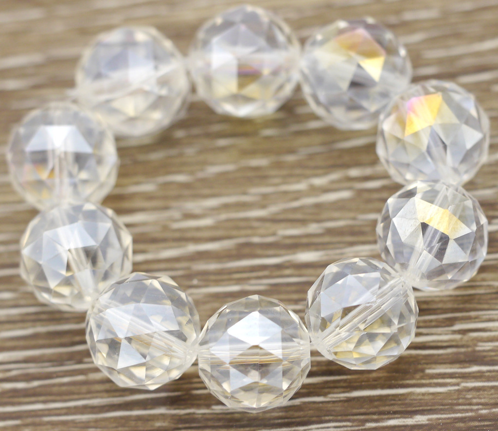 10pc Strand 14mm Crystal Faceted Round Beads, Crystal AB Bead Box
