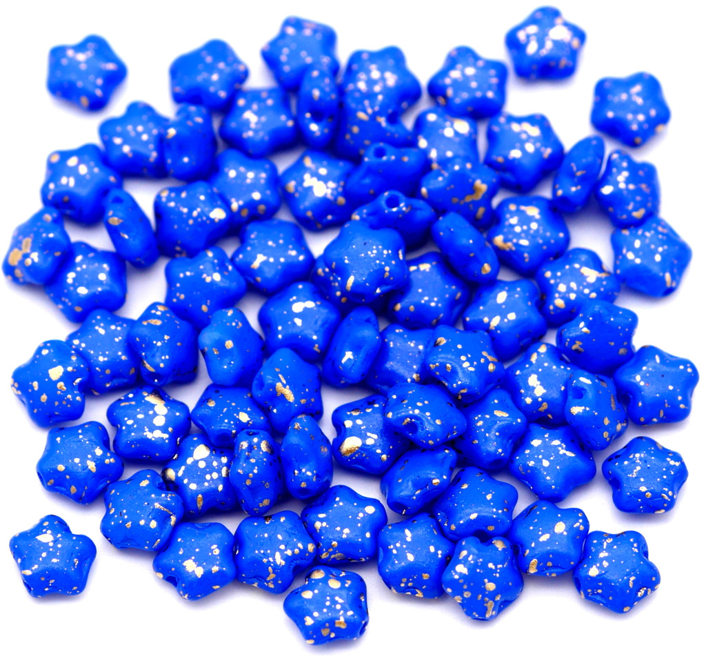 10Gram Bag of 6mm Czech Pressed Glass Star Beads, Opaque Royal Blue