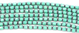 20pc Strand 4x6mm Czech Fire-Polished Glass Faceted Cathedral Cylinder Bead, Turquoise Luster