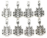 4pc 18x12mm Christmas Tree Charms, Antique Silver