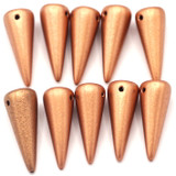 10pc 17mm Czech Pressed Glass Spike Beads, Copper