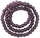 Approx. 12" Strand 4mm Glass Round Beads, Deep Violet