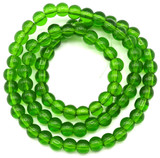 Approx. 12" Strand 4mm Glass Round Beads, Emerald Green