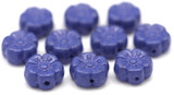 10pc 10mm Czech Pressed Glass 5-Petal Flower Beads, Crystal/Indigo Coat