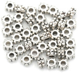 4.2x3.2mm Bumpy Squared Rondelle Beads, Antique Silver