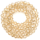 Approx. 13" Strand 4mm Crystal Bicone Beads, Crystal Golden Shadow Shimmer