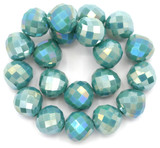 20pc Strand 8mm Crystal Faceted Pear Beads, Opaque Teal AB