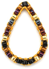 Approx. 19x14mm Seed Beaded Brass Teardrop Component, Metallic Mix