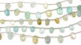  RANDOM PICK-- Approx. 6" Strand 7-14mm Faceted Aquamarine Top-Drilled Oval Beads