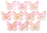 10pc 7x11mm Glass Butterfly Beads, Crystal/Pink/Gold Speckle
