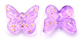 10pc 7x11mm Glass Butterfly Beads, Lilac/Gold Speckle