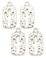 4pc 24x12mm Cactus Cutout Charms, Silver