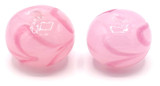 2pc 13x9mm Handmade Lampwork Glass Rondelle Beads, Pink Swirl