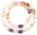 Approx. 10" Strand 8x6mm Crystal Faceted Oval Beads, Peach/Pink/Purple Mix